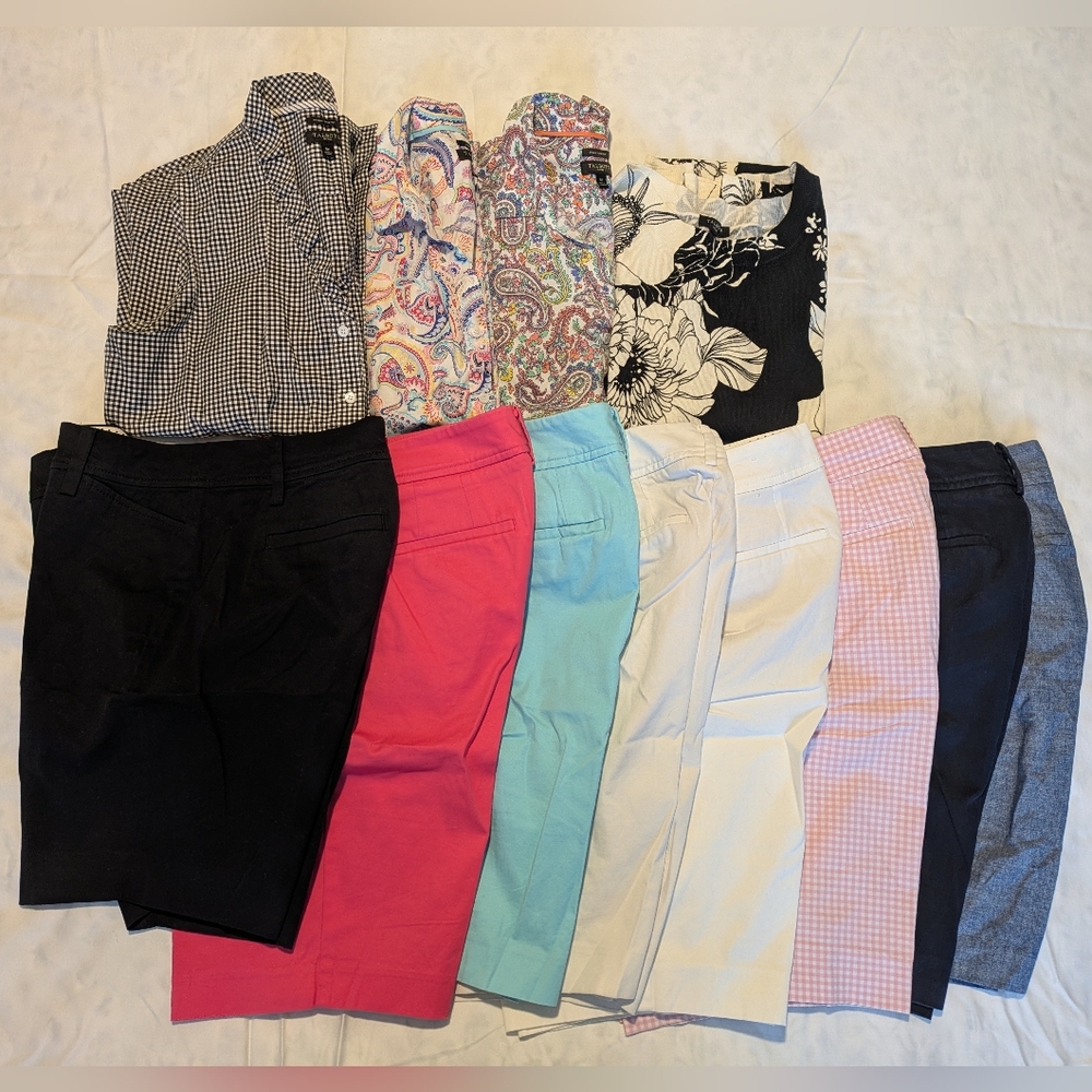 5 Pc Talbots Bundle - 1 Sz 6P Perfect Short 7.5" Black + 3 Tops 6P + 1 SS Top SP